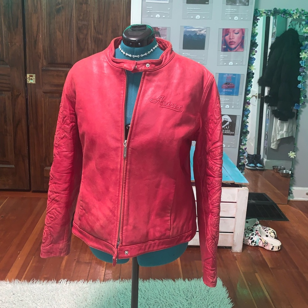 90’s red avirex leather jacket. great condition size 2xl